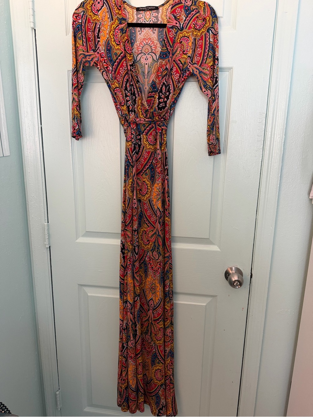 Paisley Wrap Maxi Dress with Tie Waist - Multicolor